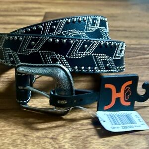 Hooey • Size 40 • Western • Black • Embroidery • Studded • Leather • Belt • New